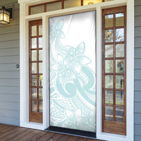 Polynesian Tribal Plumeria Lotu Tamaiti Door Cover Pastel Cyan - Polynesian Pride