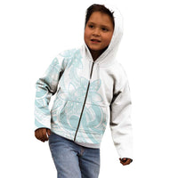 Polynesian Tribal Plumeria Lotu Tamaiti Kid Hoodie Pastel Cyan - Polynesian Pride
