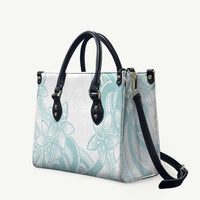 Polynesian Tribal Plumeria Lotu Tamaiti Leather Bag Pastel Cyan - Polynesian Pride
