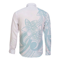 Polynesian Tribal Plumeria Lotu Tamaiti Long Sleeve Button Shirt Pastel Cyan LT9 - Polynesian Pride