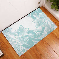 Polynesian Tribal Plumeria Lotu Tamaiti Rubber Doormat Pastel Cyan LT9 - Polynesian Pride
