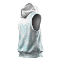 Polynesian Tribal Plumeria Lotu Tamaiti Sleeveless Hoodie Pastel Cyan LT9 - Polynesian Pride