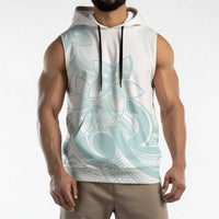 Polynesian Tribal Plumeria Lotu Tamaiti Sleeveless Hoodie Pastel Cyan LT9 - Polynesian Pride