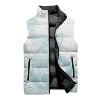 Polynesian Tribal Plumeria Lotu Tamaiti Sleeveless Puffer Jacket Pastel Cyan LT9 - Polynesian Pride