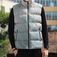 Polynesian Tribal Plumeria Lotu Tamaiti Sleeveless Puffer Jacket Pastel Cyan LT9 - Polynesian Pride