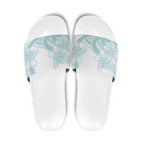 Polynesian Tribal Plumeria Lotu Tamaiti Slide Sandals Pastel Cyan LT9 Cyan - Polynesian Pride