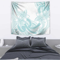 Polynesian Tribal Plumeria Lotu Tamaiti Tapestry Pastel Cyan - Polynesian Pride