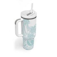 Polynesian Tribal Plumeria Lotu Tamaiti Tumbler With Handle Pastel Cyan LT9 - Polynesian Pride
