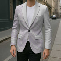 Polynesian Tribal Plumeria Lotu Tamaiti Blazer Pastel Mauve - Polynesian Pride