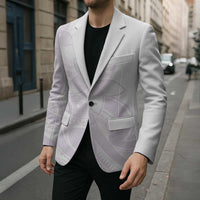 Polynesian Tribal Plumeria Lotu Tamaiti Blazer Pastel Mauve - Polynesian Pride