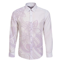 Polynesian Tribal Plumeria Lotu Tamaiti Family Matching Off Shoulder Short Dress and Hawaiian Shirt Pastel Mauve LT9 Dad's Shirt - Long Sleeve Mauve - Polynesian Pride