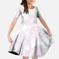 Polynesian Tribal Plumeria Lotu Tamaiti Family Matching Short Sleeve Bodycon Dress and Hawaiian Shirt Pastel Mauve - Polynesian Pride