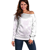 Polynesian Tribal Plumeria Lotu Tamaiti Off Shoulder Sweater Pastel Mauve LT9 Women Mauve - Polynesian Pride