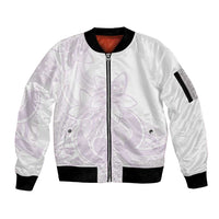 Polynesian Tribal Plumeria Lotu Tamaiti Sleeve Zip Bomber Jacket Pastel Mauve LT9 Unisex Mauve - Polynesian Pride