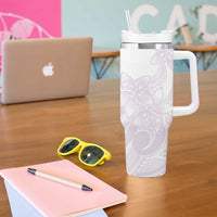 Polynesian Tribal Plumeria Lotu Tamaiti Tumbler With Handle Pastel Mauve LT9 - Polynesian Pride