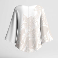 Polynesian Tribal Plumeria Lotu Tamaiti Kimono Sleeve Blouse Pastel Nude - Polynesian Pride