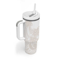 Polynesian Tribal Plumeria Lotu Tamaiti Tumbler With Handle Pastel Nude LT9 - Polynesian Pride