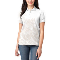 Polynesian Tribal Plumeria Lotu Tamaiti Women Polo Shirt Pastel Nude - Polynesian Pride