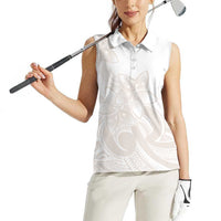 Polynesian Tribal Plumeria Lotu Tamaiti Women Sleeveless Polo Shirt Pastel Nude LT9 - Polynesian Pride