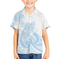 Polynesian Tribal Plumeria Lotu Tamaiti Family Matching Puletasi and Hawaiian Shirt Pastel Sky Blue LT9 Son's Shirt Blue - Polynesian Pride