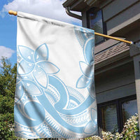 Polynesian Tribal Plumeria Lotu Tamaiti Garden Flag Pastel Sky Blue - Polynesian Pride