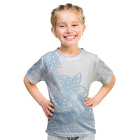 Polynesian Tribal Plumeria Lotu Tamaiti Kid T Shirt Pastel Sky Blue - Polynesian Pride