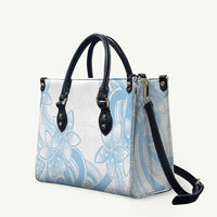 Polynesian Tribal Plumeria Lotu Tamaiti Leather Bag Pastel Sky Blue - Polynesian Pride