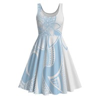 Polynesian Tribal Plumeria Lotu Tamaiti Midi Dress Pastel Sky Blue LT9 Blue - Polynesian Pride