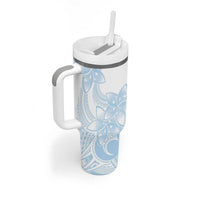 Polynesian Tribal Plumeria Lotu Tamaiti Tumbler With Handle Pastel Sky Blue LT9 - Polynesian Pride