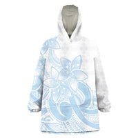 Polynesian Tribal Plumeria Lotu Tamaiti Wearable Blanket Hoodie Pastel Sky Blue - Polynesian Pride