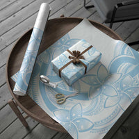 Polynesian Tribal Plumeria Lotu Tamaiti Wrapping Paper Pastel Sky Blue - Polynesian Pride