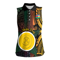 Personalised Shefa Day Women Sleeveless Polo Shirt Happy June 18 Vanuatu Province LT14 Female Black - Polynesian Pride