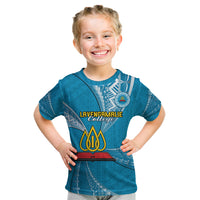 Personalised Tonga Lavengamalie College Kid T Shirt Tongan Ngatu Pattern LT14 Blue - Polynesian Pride