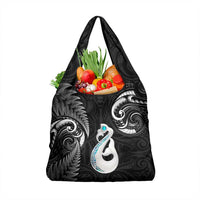 Black New Zealand Grocery Bag Aotearoa Silver Fern With Manaia Maori LT14 1-pack One Size Black - Polynesian Pride