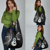 Black New Zealand Grocery Bag Aotearoa Silver Fern With Manaia Maori LT14 - Polynesian Pride