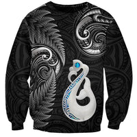 Personalised New Zealand Sweatshirt Aotearoa Silver Fern With Manaia Maori Unique Black LT14 Unisex Black - Polynesian Pride