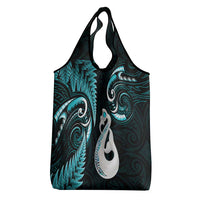 Turquoise New Zealand Grocery Bag Aotearoa Silver Fern With Manaia Maori LT14 - Polynesian Pride