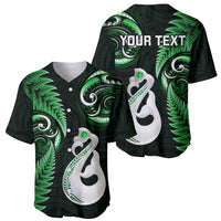 Personalised New Zealand Baseball Jersey Aotearoa Silver Fern With Manaia Maori Unique Green LT14 - Polynesian Pride