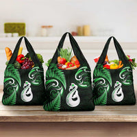 Green New Zealand Grocery Bag Aotearoa Silver Fern With Manaia Maori LT14 3-pack One Size Green - Polynesian Pride