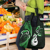 Green New Zealand Grocery Bag Aotearoa Silver Fern With Manaia Maori LT14 - Polynesian Pride