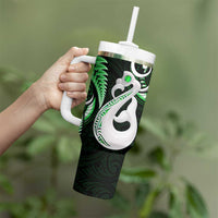 New Zealand Tumbler With Handle Aotearoa Silver Fern With Manaia Maori Unique Green LT14 - Polynesian Pride