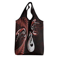 Red New Zealand Grocery Bag Aotearoa Silver Fern With Manaia Maori LT14 - Polynesian Pride
