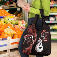 Red New Zealand Grocery Bag Aotearoa Silver Fern With Manaia Maori LT14 - Polynesian Pride