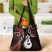 Red New Zealand Grocery Bag Aotearoa Silver Fern With Manaia Maori LT14 - Polynesian Pride