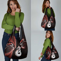 Red New Zealand Grocery Bag Aotearoa Silver Fern With Manaia Maori LT14 - Polynesian Pride