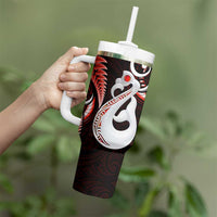 New Zealand Tumbler With Handle Aotearoa Silver Fern With Manaia Maori Unique Red LT14 - Polynesian Pride