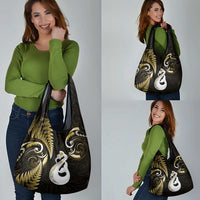 Gold New Zealand Grocery Bag Aotearoa Silver Fern With Manaia Maori LT14 - Polynesian Pride