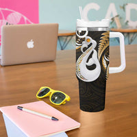New Zealand Tumbler With Handle Aotearoa Silver Fern With Manaia Maori Unique Gold LT14 - Polynesian Pride