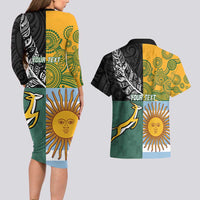 Personalised Rugby 2025 Championship Couples Matching Long Sleeve Bodycon Dress and Hawaiian Shirt Combination of Southern Hemisphere Countries - Polynesian Pride