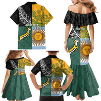 Personalised Rugby 2025 Championship Family Matching Mermaid Dress and Hawaiian Shirt Combination of Southern Hemisphere Countries - Polynesian Pride